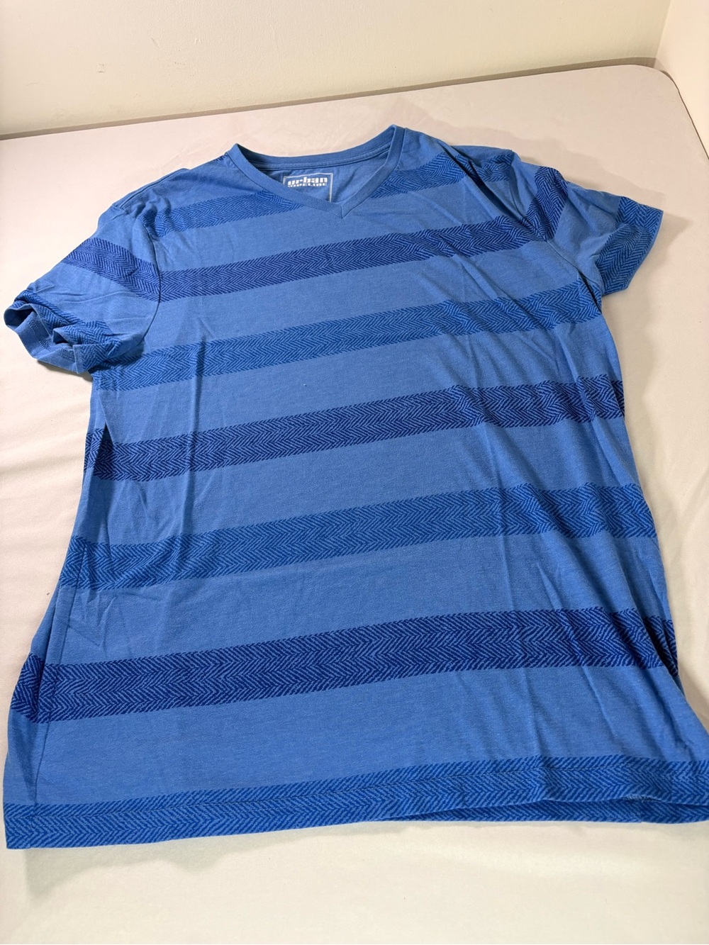 Men's Blue Striped V-Neck Shirt